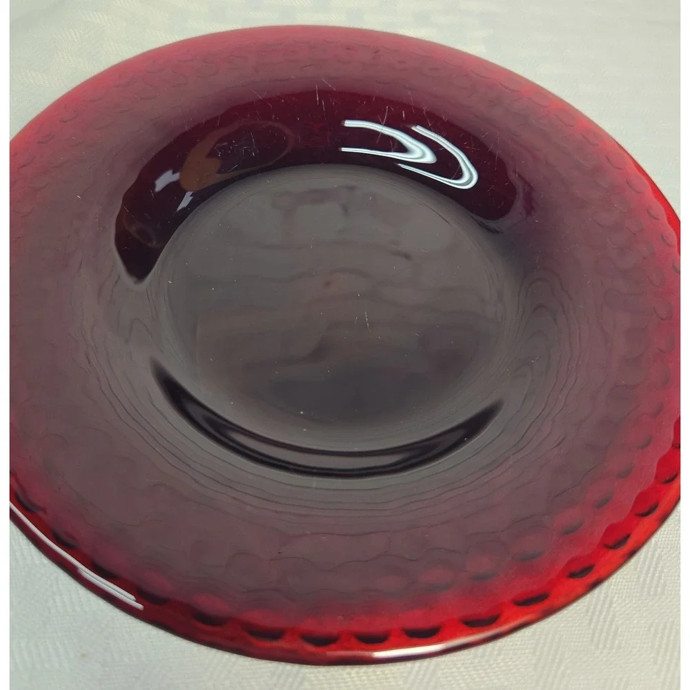 4‎ Arcoroc Vercors Ruby Red Dessert Plate Set Heavy Faint Color Swirl